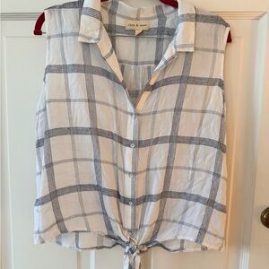 Cloth & Stone White and Blue Plaid Button Down Shirt